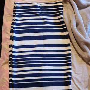 Blue striped stretch pencil skirt